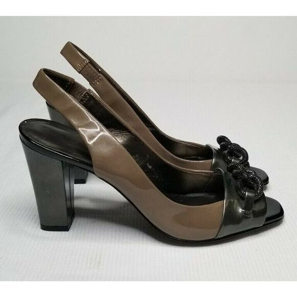 Anne Klein Shoes - Anne Klein Charcoal Taupe Akvelie Heels Slingback Formal Shoes Size 7.5